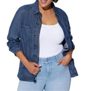Torrid Tencel Denim Chore Jacket 1 1X 14-16 EUC